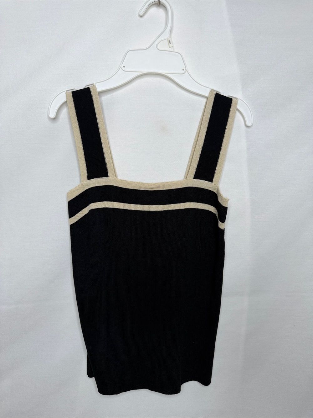 Sweet Rain Black Tank Top with Cream Trim